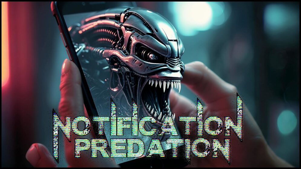 Notification Predation - terminator alien coming out of cell phone